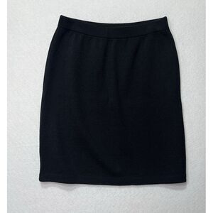 St John Basics Skirt Women 4 Black Santana Knit Wool Blend Pencil Knee Length‎